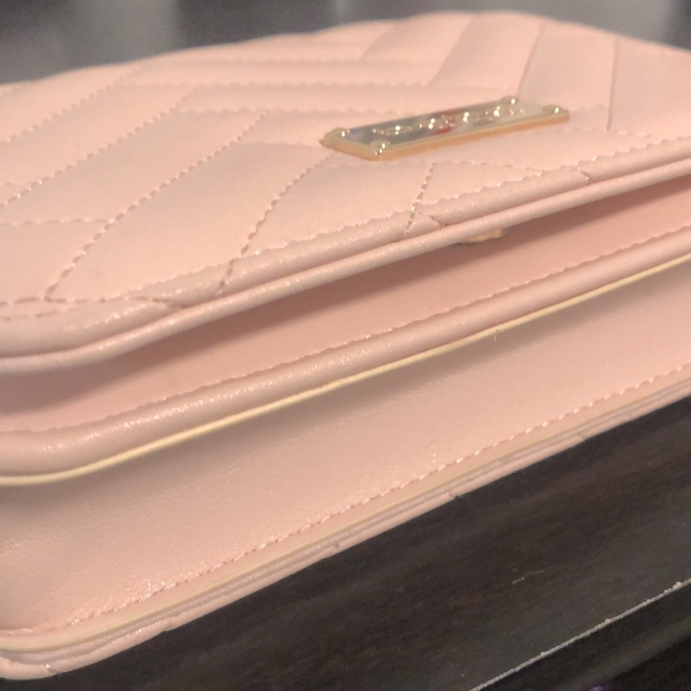EUC [bebe] Sophia Small Crossbody Bag in Baby Pink w/ Gold/Pink Chain - Picture 11 of 11